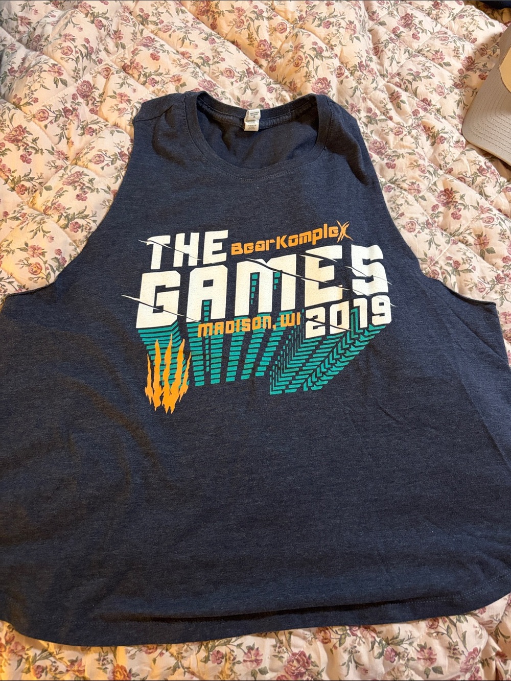 Women’s muscle tank The Games 2019 Navy Blue Graphic Tank Top